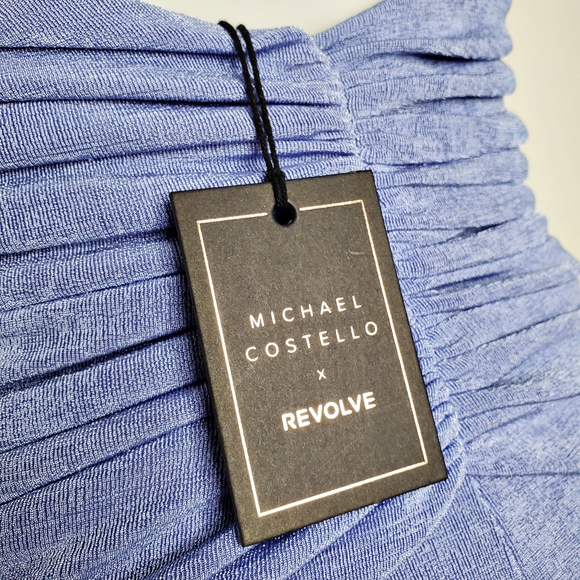 Revolve x Michael Costello | Blue Carol Knee Length Halter Dress - Picture 5 of 8